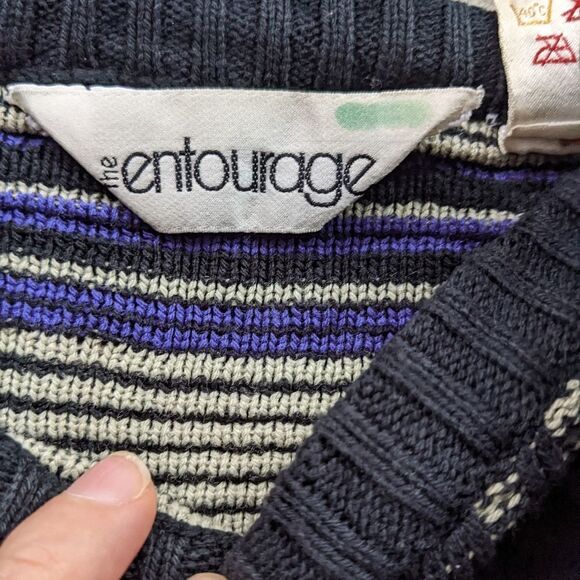 VINTAGE Textured geometric crew neck sweater Medium @Z - Picture 5 of 10